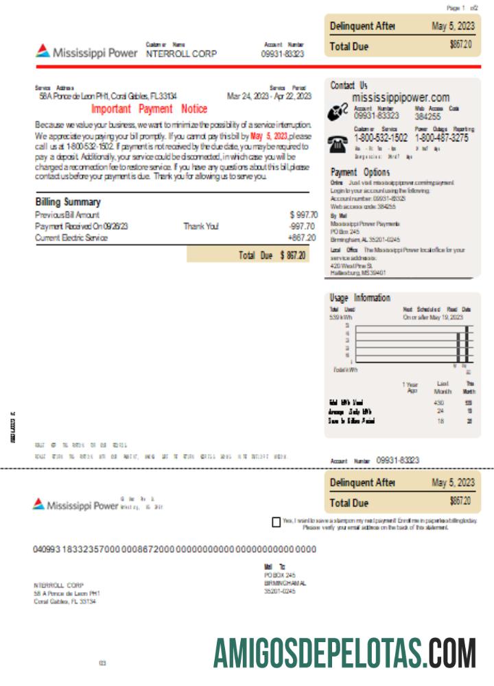 Projeto de lei de serviços públicos de energia do Mississippi, página 1, SCR amostra